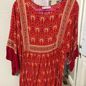 R.Vivimos boho Style printed short sleeve tunic dress